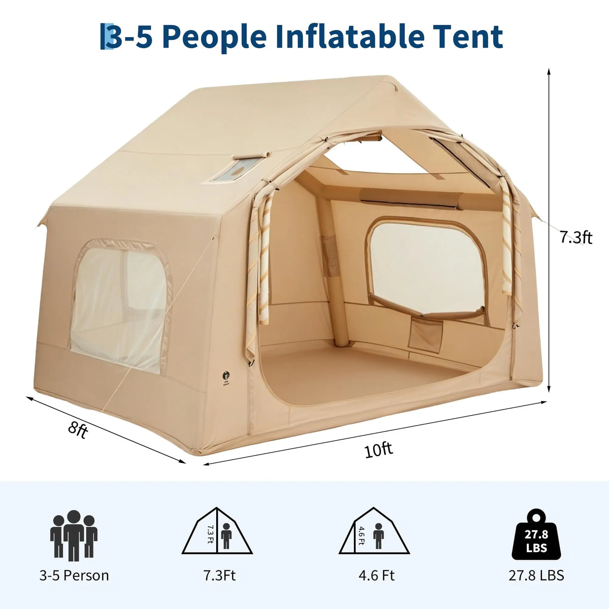 Inflatable Glamping Tent Featuring Skylight Stove Jack For Camping