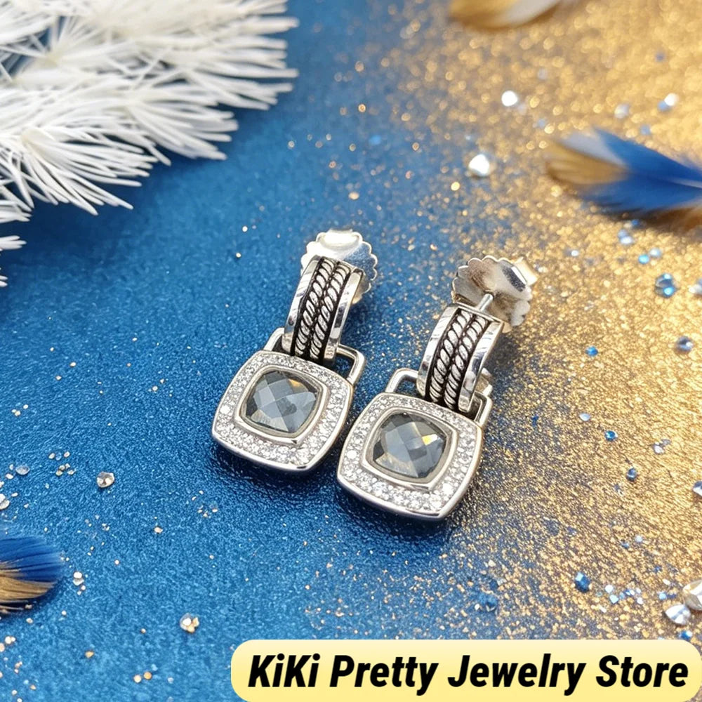 Sterling Silver Zircon Earrings 925 Elegant Gift Idea