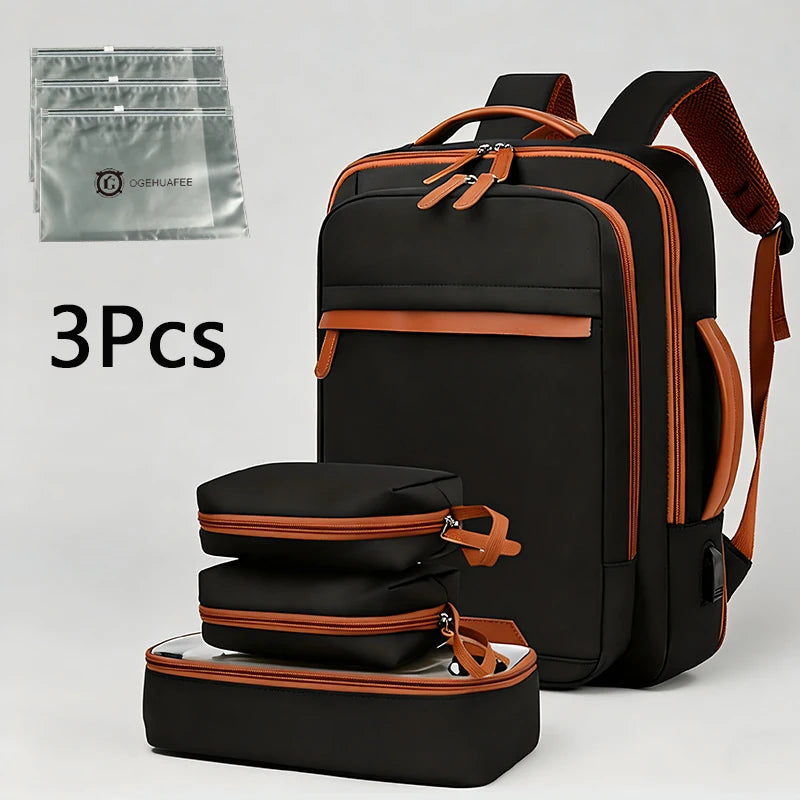 Oghuafee Large-Capacity Expandable Computer Backpack, Lightweight Commuter Backpack, Dry and Wet Separation Unisex Casual Nylon Backpack, Suitable for Commuting, Travel, Etc