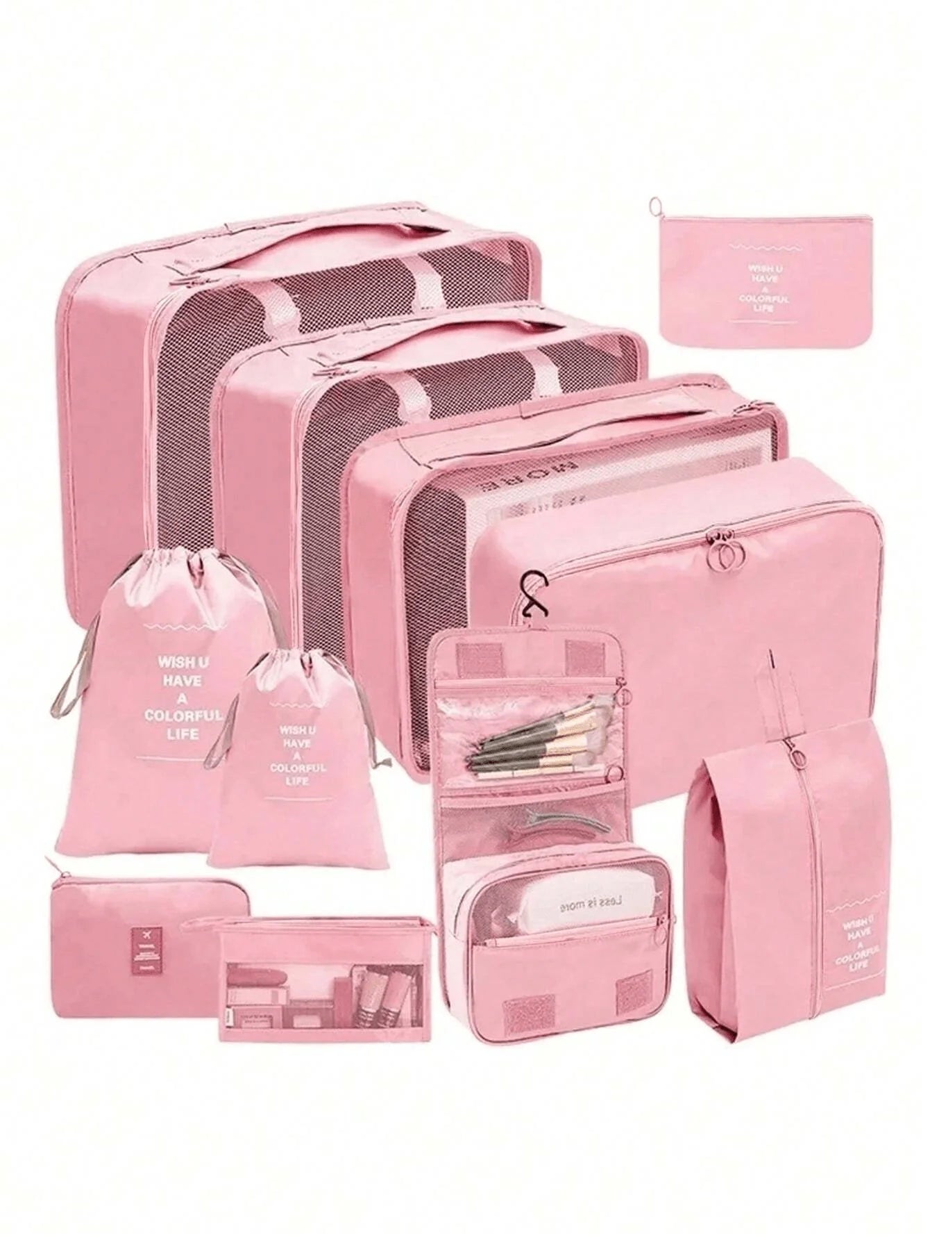 11 Piece Travel Packing Cubes Set, Luggage Organizer with Toiletry Makeup Bags, Shoe Underwear Clothing Storage Bags for Suitcase