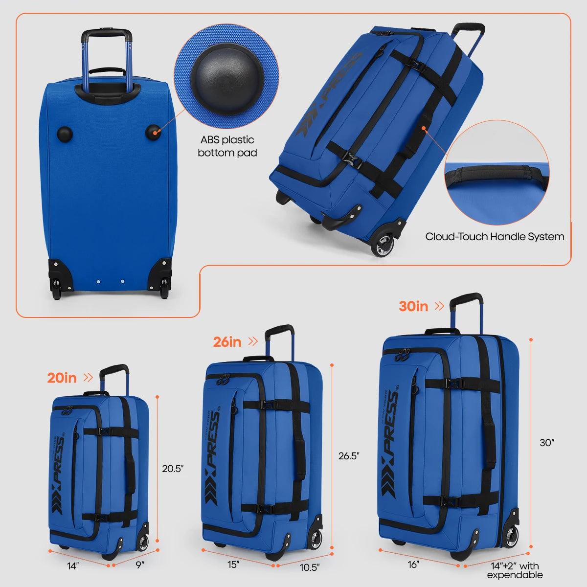 New York XPress Travel Luggage Rolling Duffel With Wheels