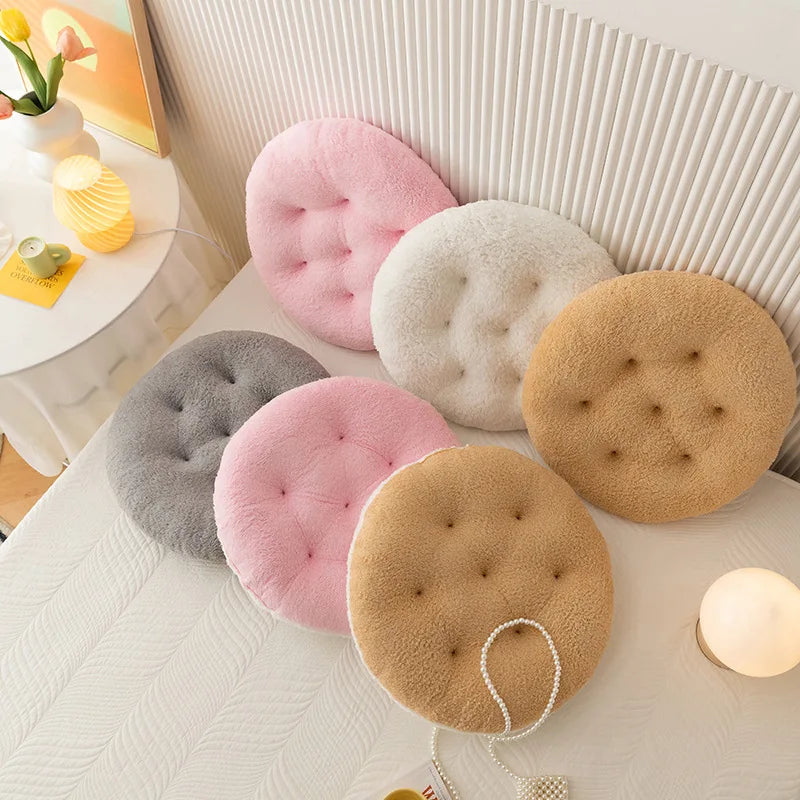 Lamb Velvet Round Chair Cushion Ultra Soft Plush Seat Pad