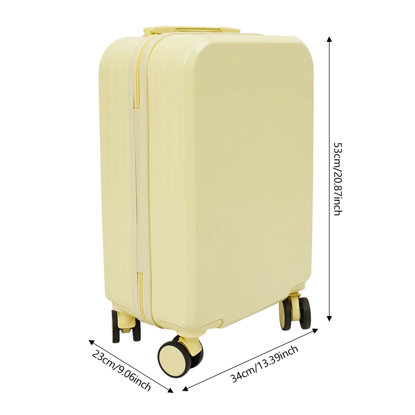 20" Travel Luggage Suitcase Yellow Carry on Luggage, Suitcase with Cup Holder Top Handle Top Handle USB Port for Short-distance Domestic and International Tourism, Business Trips, Vacations