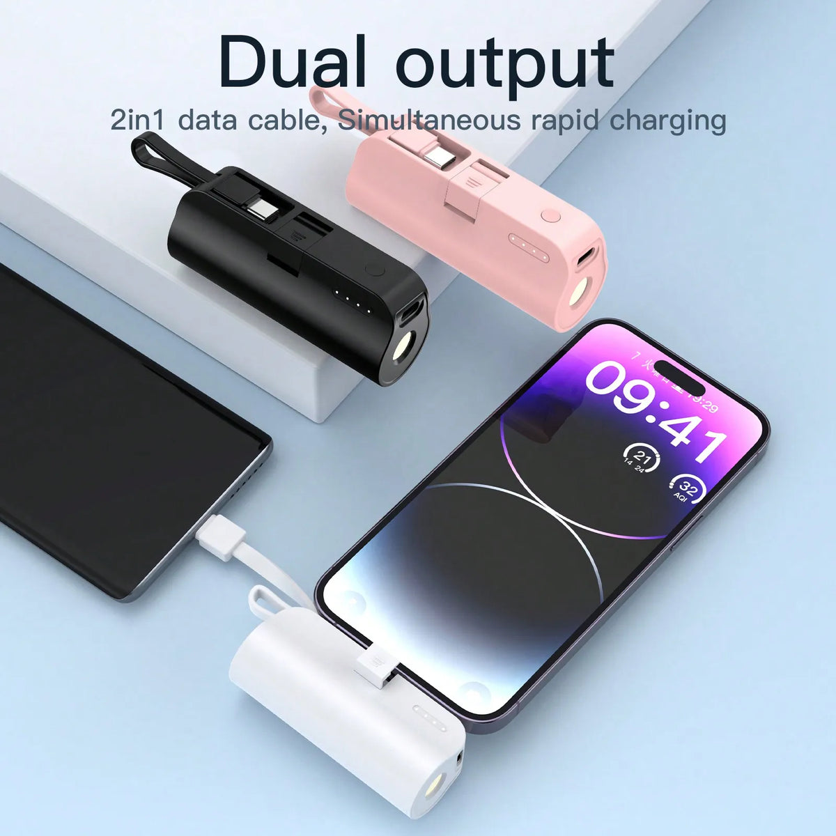 Portable 5000mAh Power Bank With Built In Type C Output
