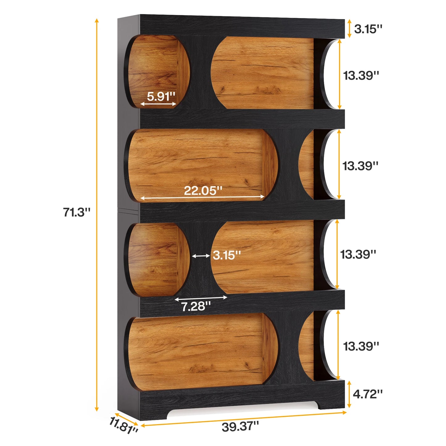 Tribesigns 4-Tier S-Shaped Bookshelf Modern Freestanding Display