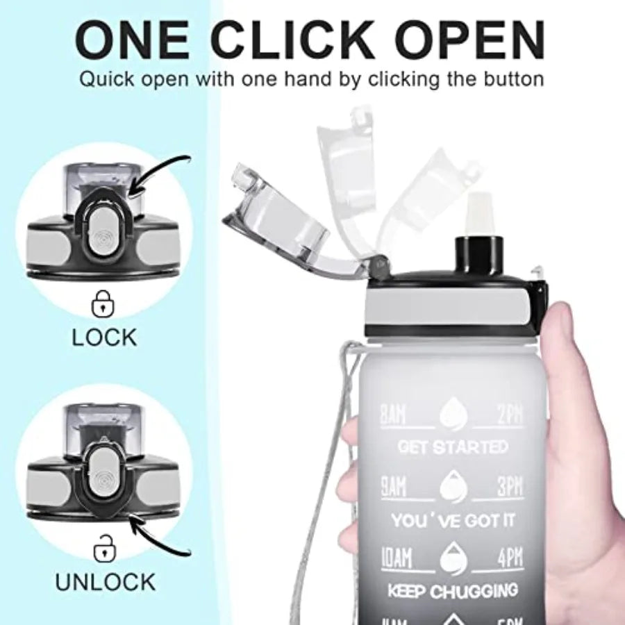 Leakproof BPA Free Motivational Water Bottle With Time Markings