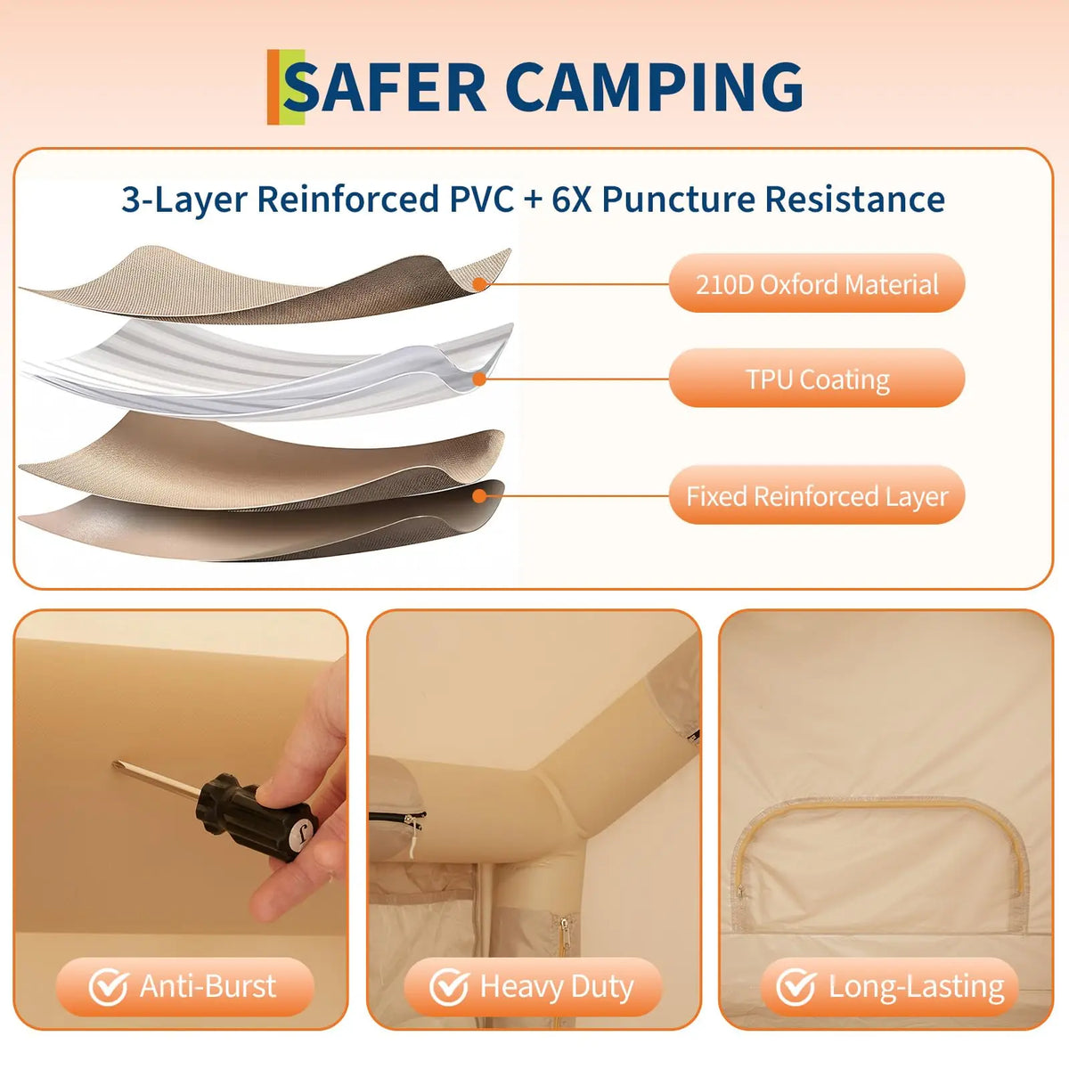 Six Person Inflatable Camping Tent With Skylight And Quick Setup