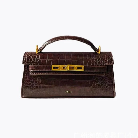 JW PEI Noor Women's Crocodile Pattern Leather Handbag Mini Top Handle Purse Structured Crossbody Bag Designer Inspired Fashion Tote