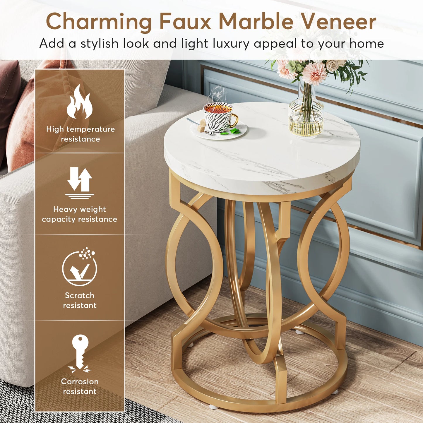Tribesigns Modern Round End Table With Thick O Shaped Base