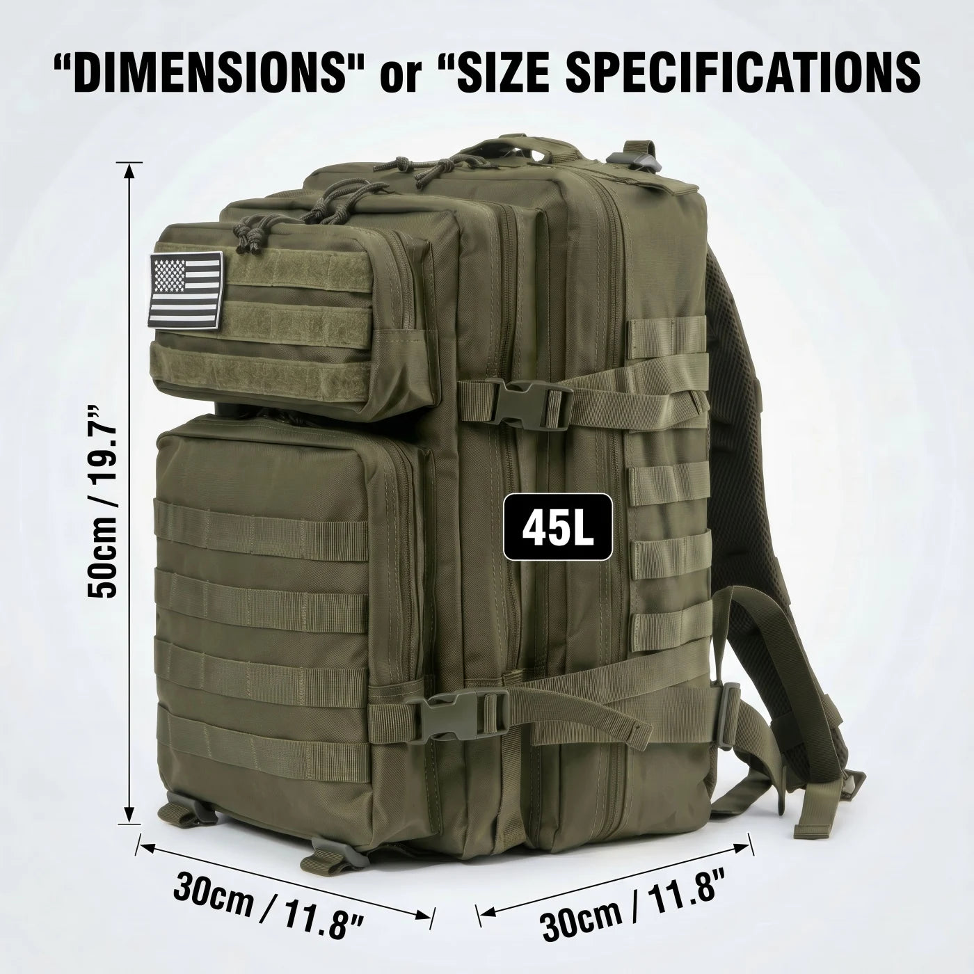 45L Tactical Travel Backpack Molle Large Capacity Multi Pocket Storage Bag Durable Wear Resistant Camping Hiking Trekking Bushcraft Daypack Heavy Duty Rucksack For Men Women Business Trips Mountain Climbing Daily Commute Lugg