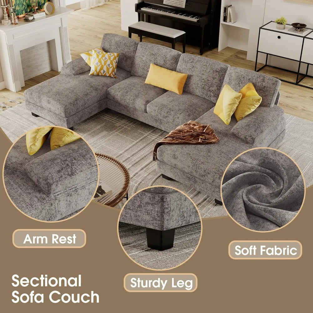 Furmax U-Shaped Sectional Sofa Couch in Linen Fabric