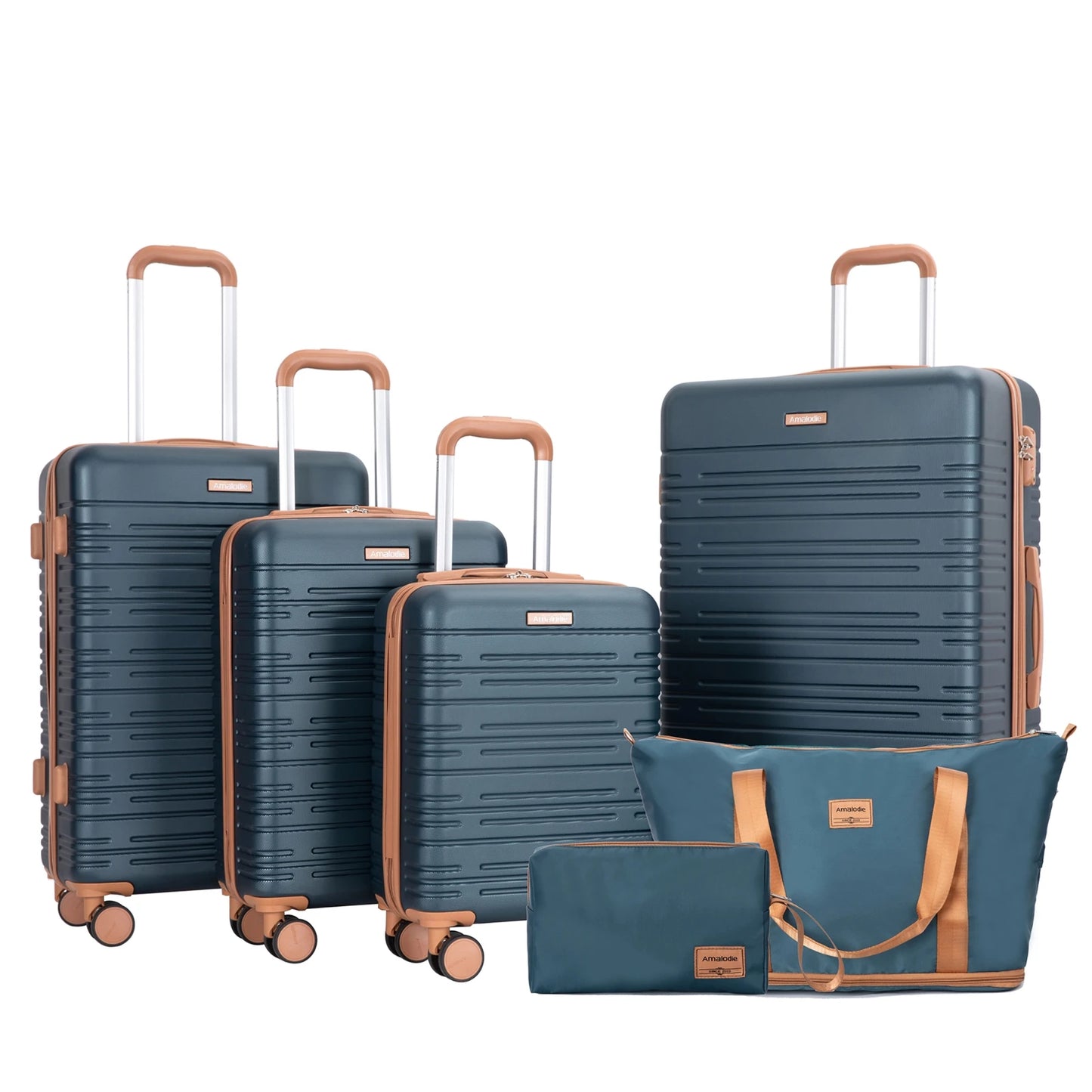 Luggage Sets 6 Piece, Suitcases with Double Spinner Wheels and TSA Lock, Hardcase 6 Set 16/20/24/28 Luggage with Travel Duffle Bag