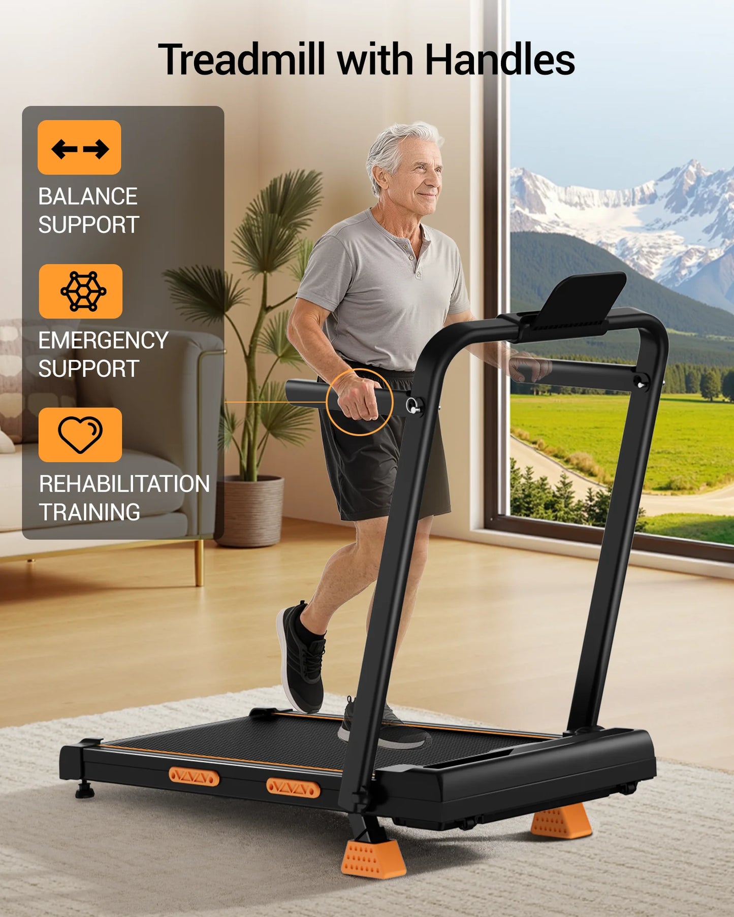UMAY 2 In 1 Foldable Walking Running Treadmill Adjustable 15% Incline Silent Motor Max Load 136kg Home Fitness Machine