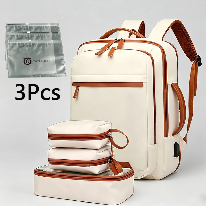 Oghuafee Large-Capacity Expandable Computer Backpack, Lightweight Commuter Backpack, Dry and Wet Separation Unisex Casual Nylon Backpack, Suitable for Commuting, Travel, Etc