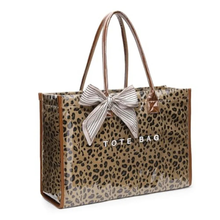 PVC Tote Bag For Women Plastic Purse Kraft Paper Letter Print