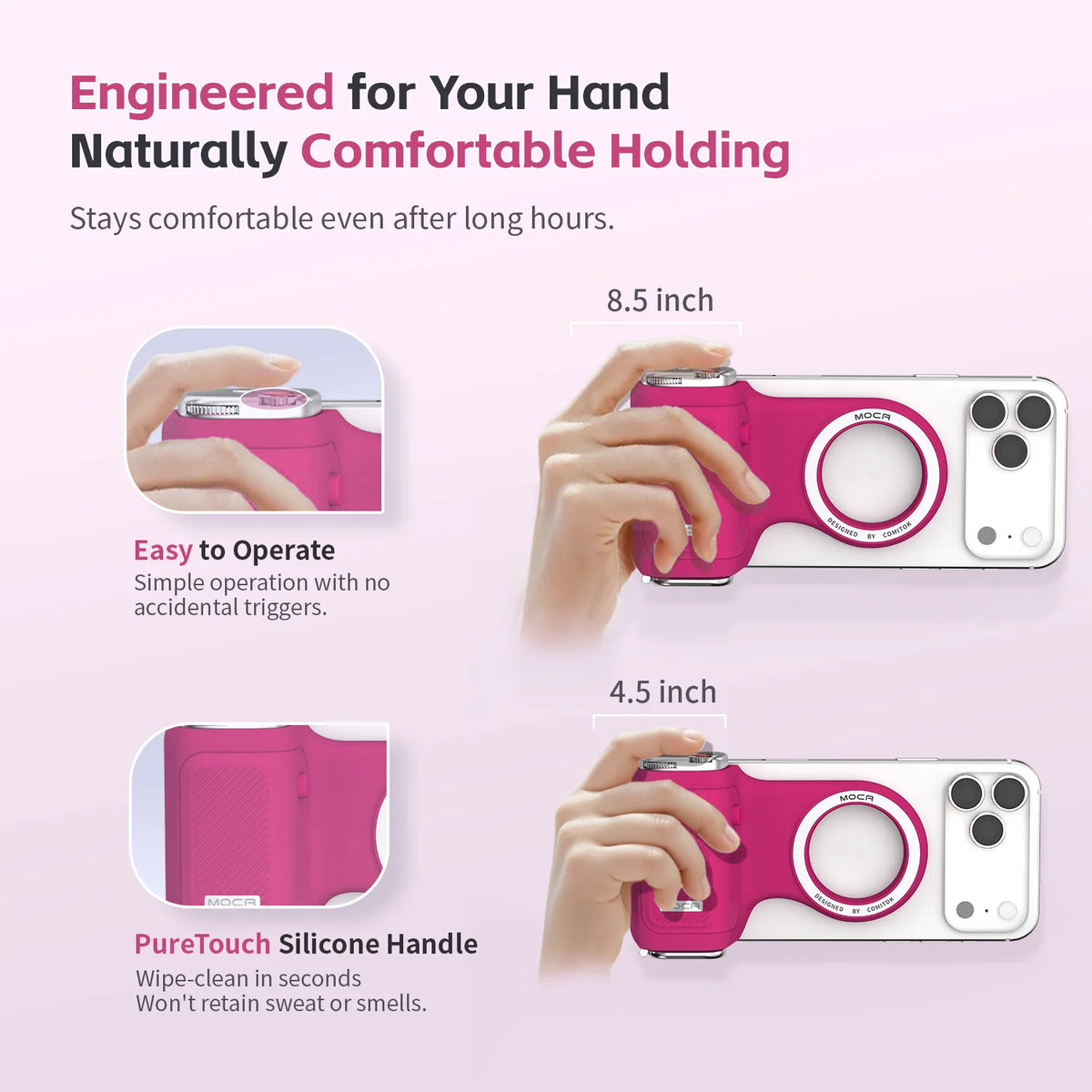 Comitok Moca Magnetic Camera Grip With Detachable Bluetooth Remote