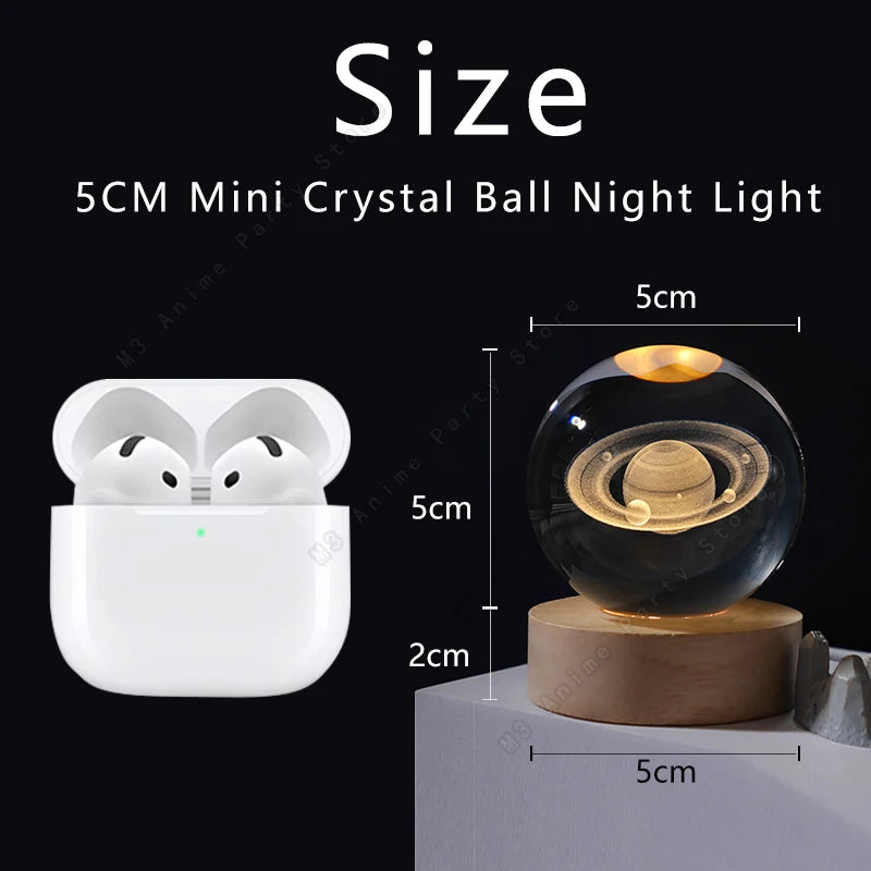 3D Crystal Ball Night Light Led Galaxy Lamp Saturn Moon