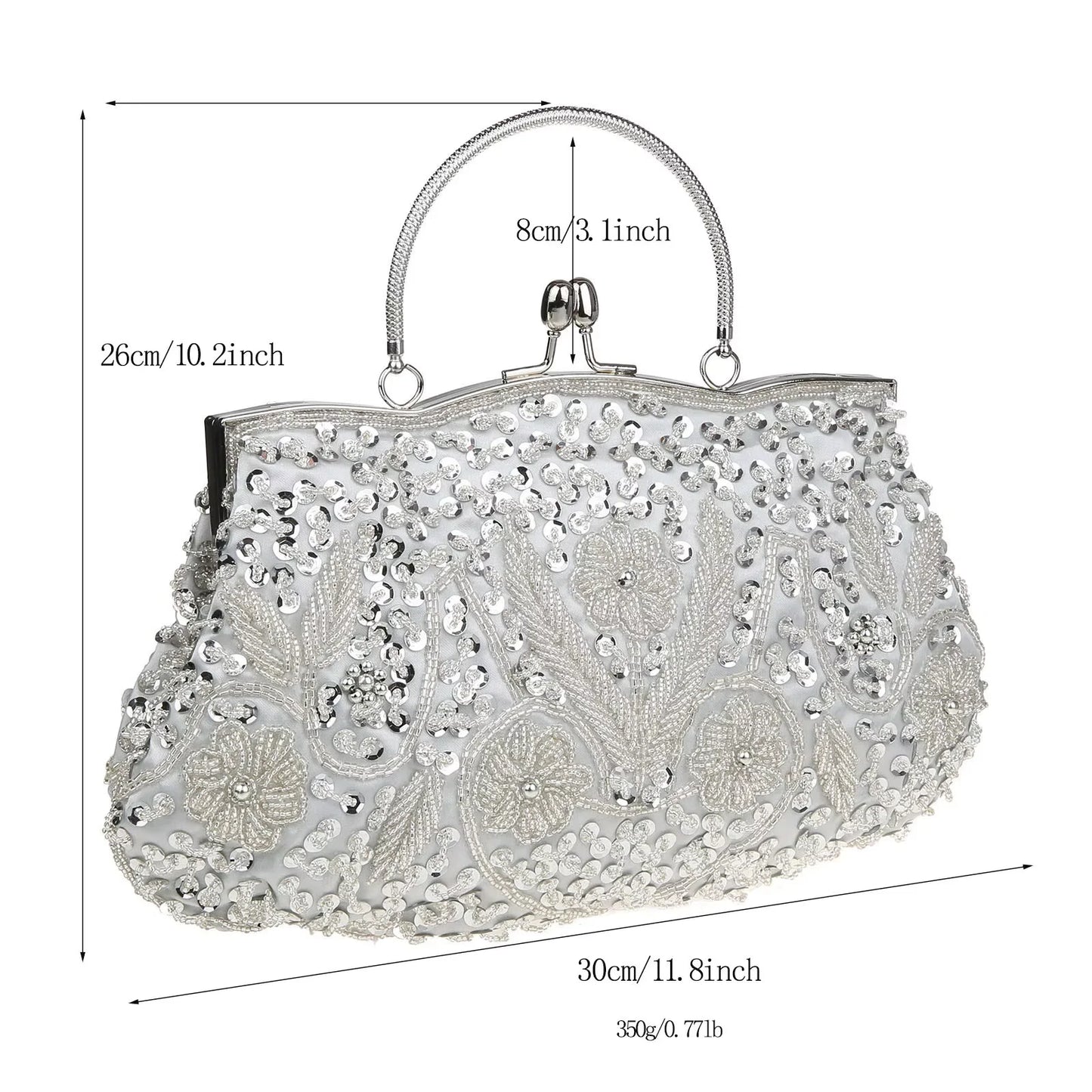 Women's Retro Small Totes Evening Bags Beaded Embroidered Ladies Clutch Purse Shoulder Chain Wedding Party Handbags Bags Purses