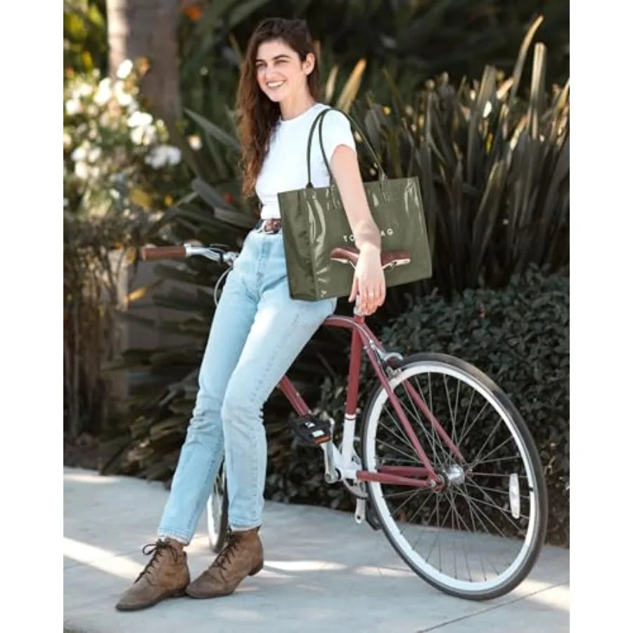 Women Polyester Tote Bag Top Handle Handbag With Letter Print