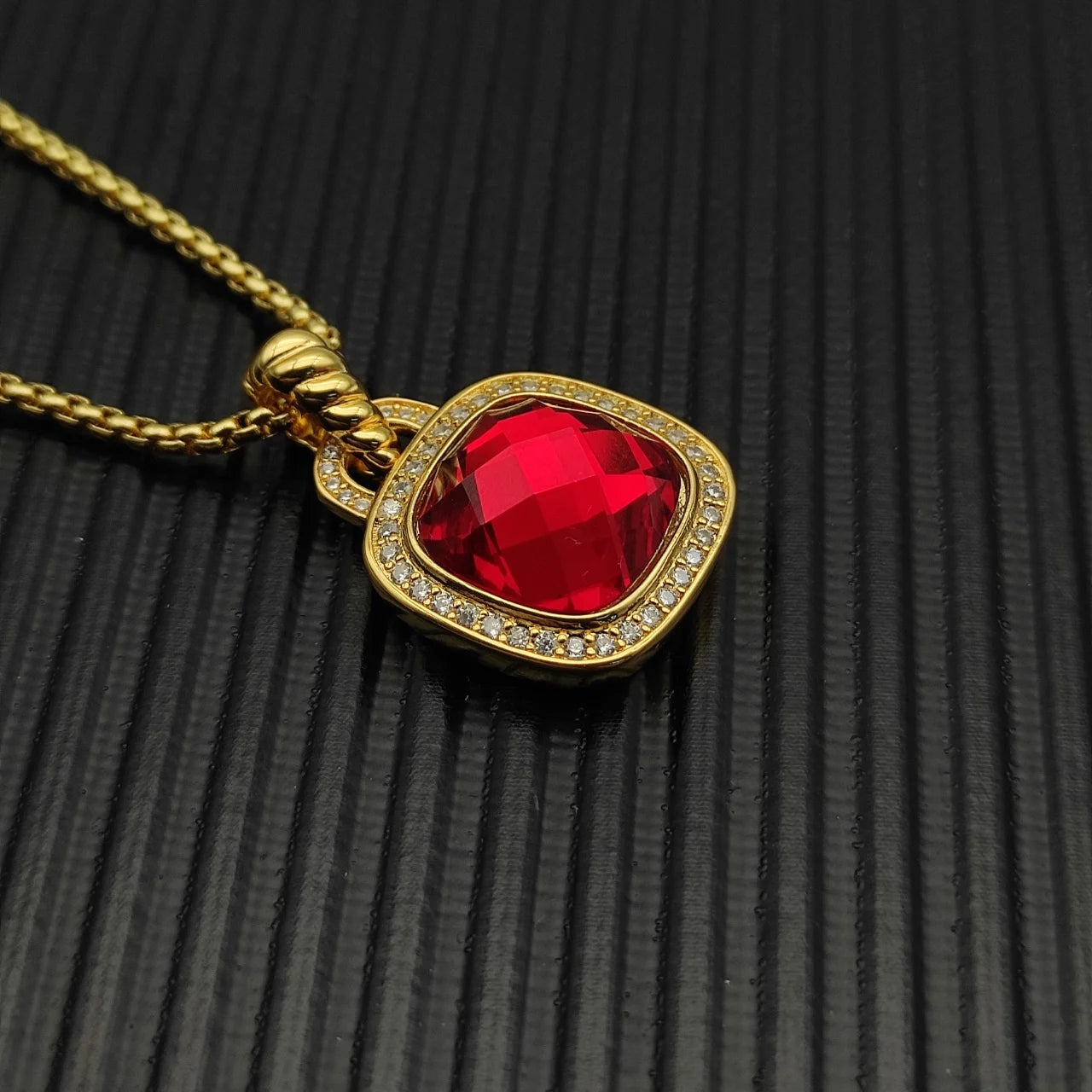 Zircon Square Diamond Cross Necklace Unisex Fine Jewelry