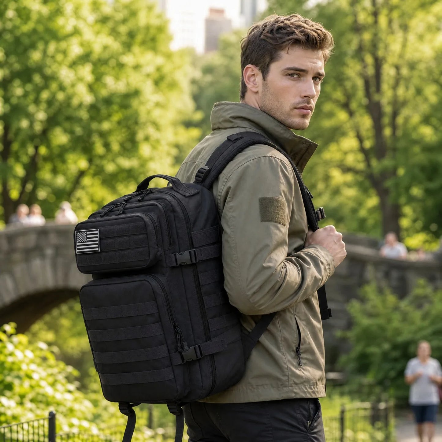 45L Tactical Travel Backpack Molle Large Capacity Multi Pocket Storage Bag Durable Wear Resistant Camping Hiking Trekking Bushcraft Daypack Heavy Duty Rucksack For Men Women Business Trips Mountain Climbing Daily Commute Lugg