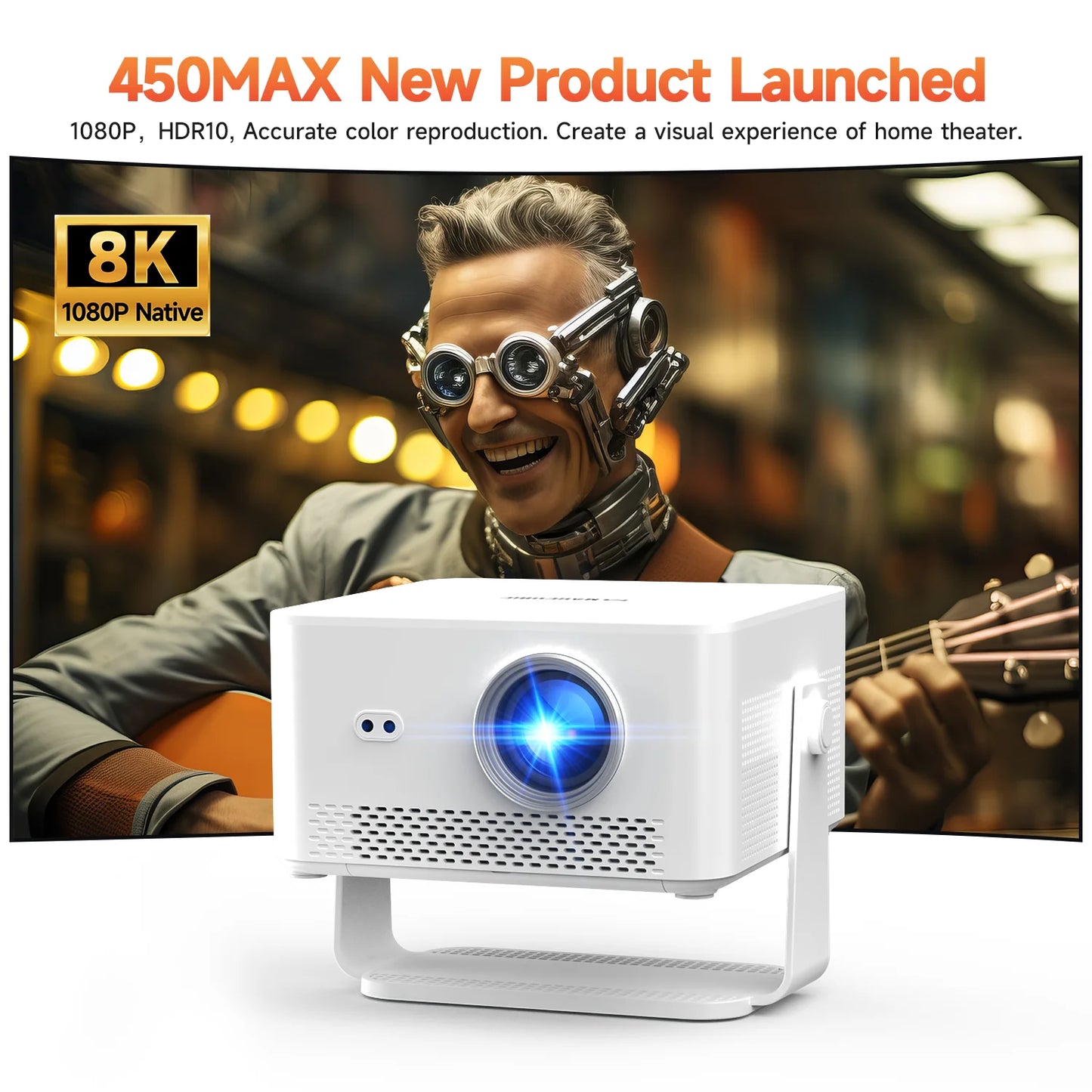 Magcubic HY450MAX Portable Outdoor Projector 1100ANSI 1080P Auto Focus 8K Support Android 14 WiFi6 Beam Mini Projector