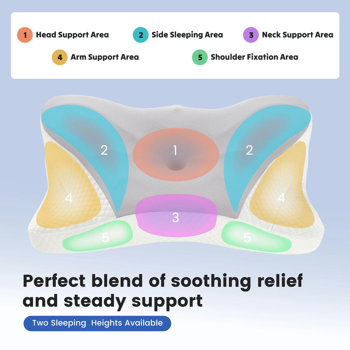 JHK Ergonomic Cervical Memory Foam Pillow With Cooling Cover