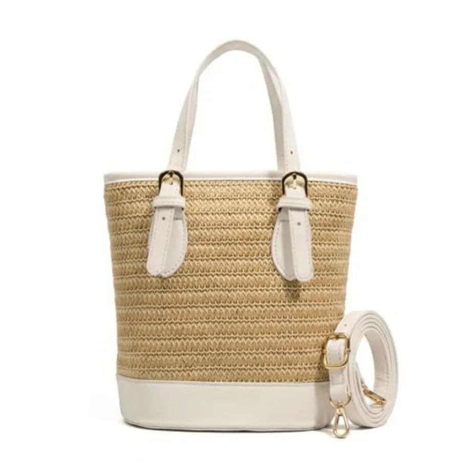 Summer Handbags for Women 2026 Straw Bucket Bag Crossbody Beach Purse with Top-Handle