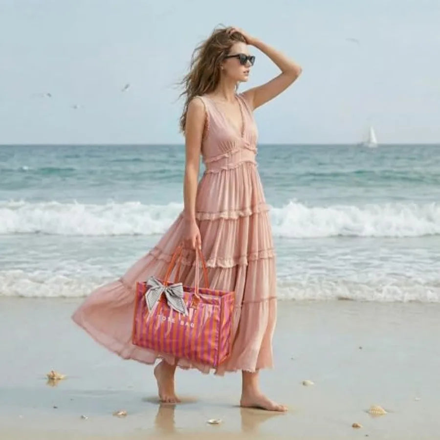 PVC Tote Bag For Women Plastic Purse Kraft Paper Letter Print