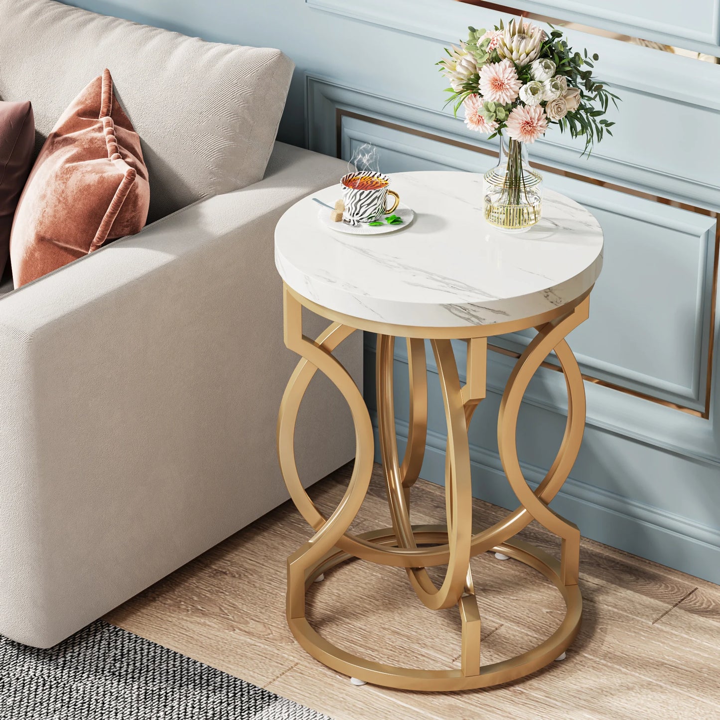 Tribesigns Modern Round End Table With Thick O Shaped Base