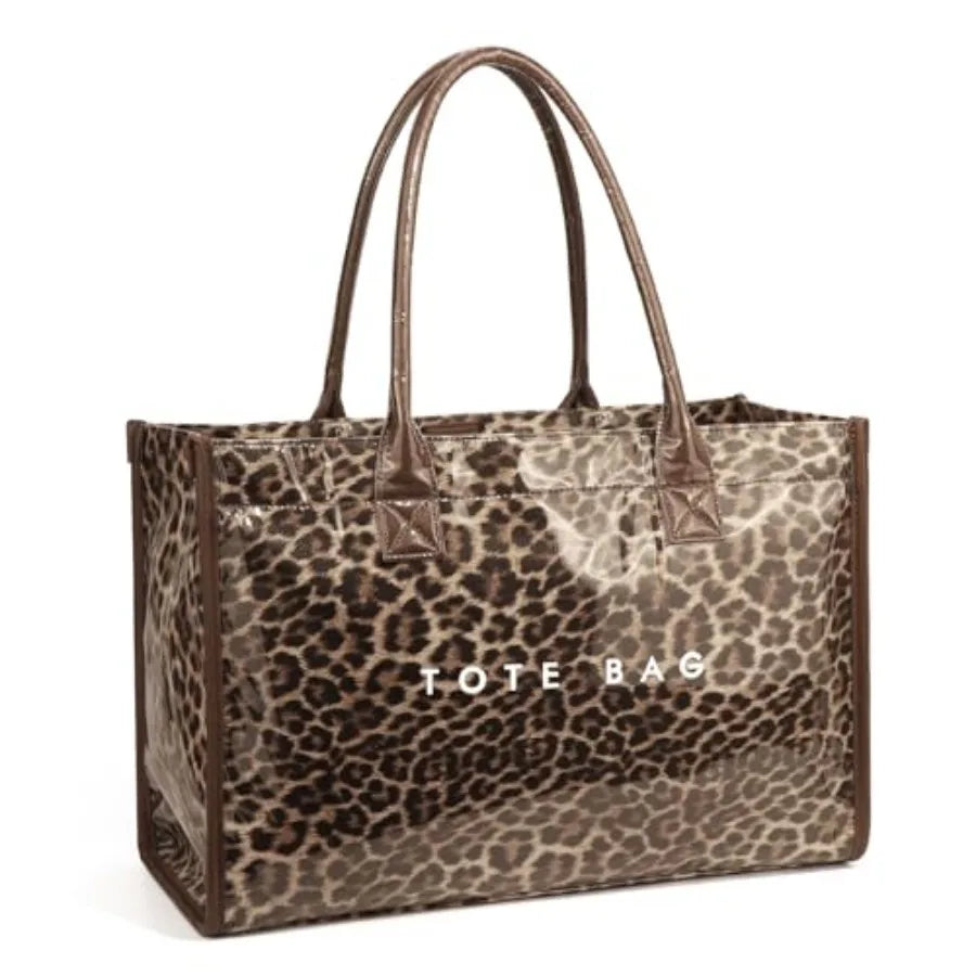 PVC Tote Bag For Women Plastic Purse Kraft Paper Letter Print