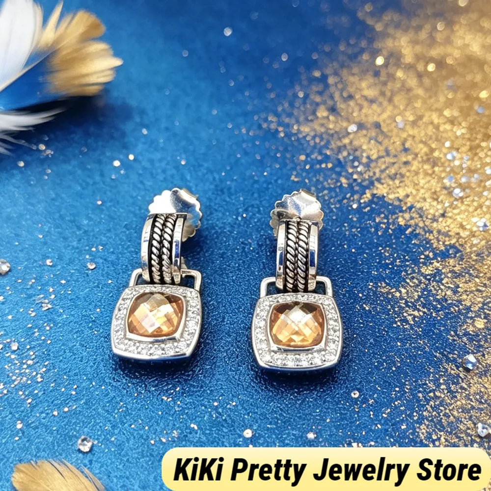 Sterling Silver Zircon Earrings 925 Elegant Gift Idea