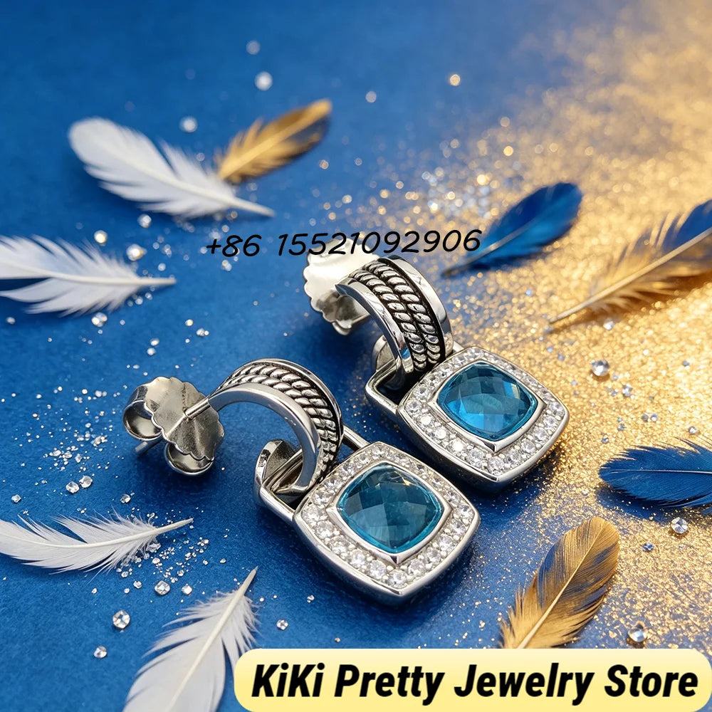 Sterling Silver Zircon Earrings 925 Elegant Gift Idea