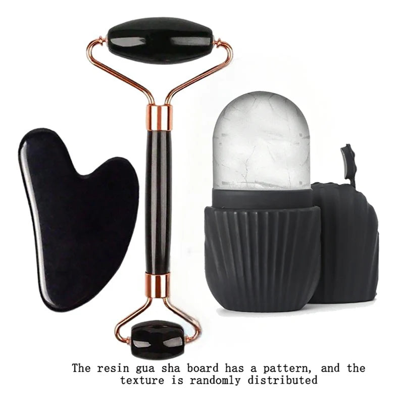 Optional 1Pcs 2Pcs 3Pcs Ice Face Roller Gua Sha Tool Set Portable Household Facial Massage Skin‑Care Accessory
