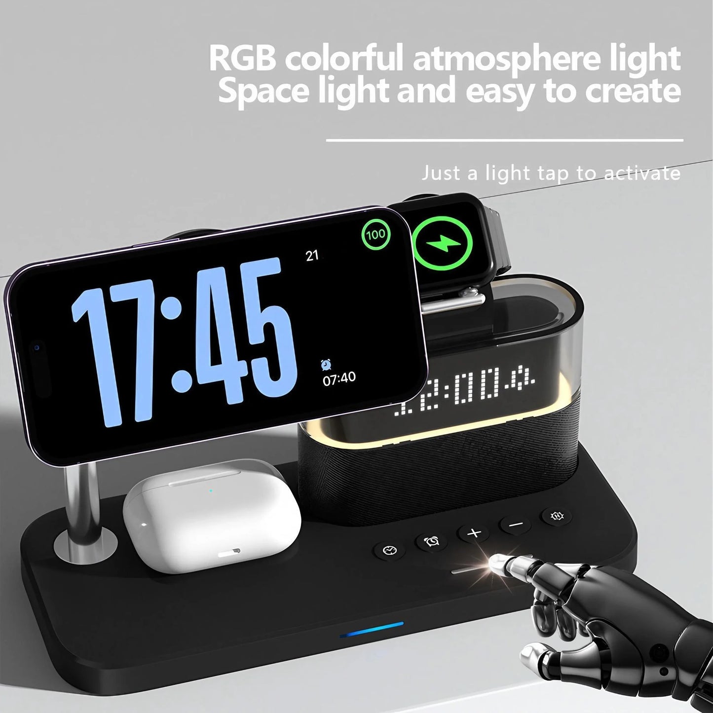 Wireless Charging Station Magnetic Stand for Series 17 16 15 14 13 12 iWatch Ultra 8 7 6 5 and Wireless Earbuds Pro 2 3