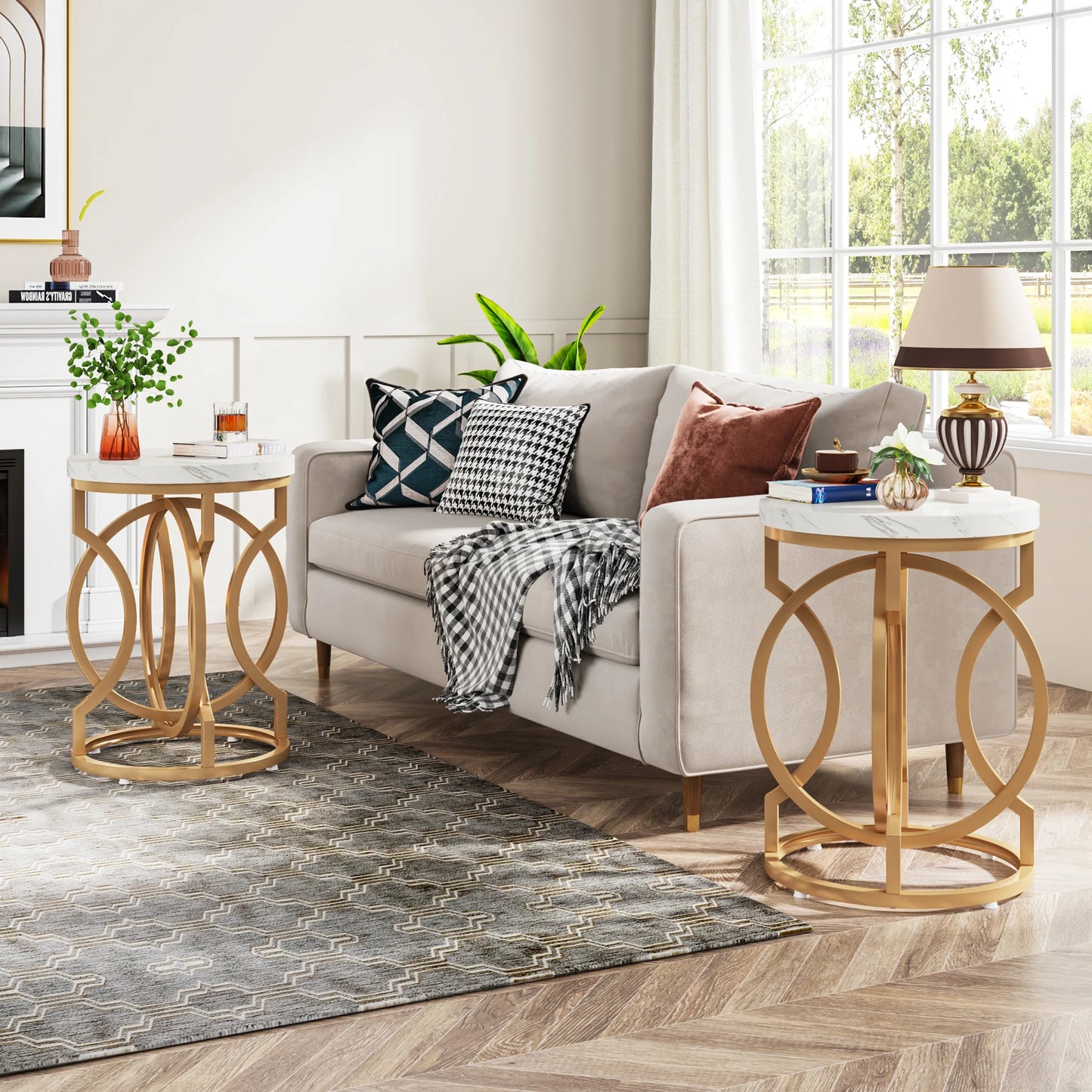 Tribesigns Modern Round End Table With Thick O Shaped Base