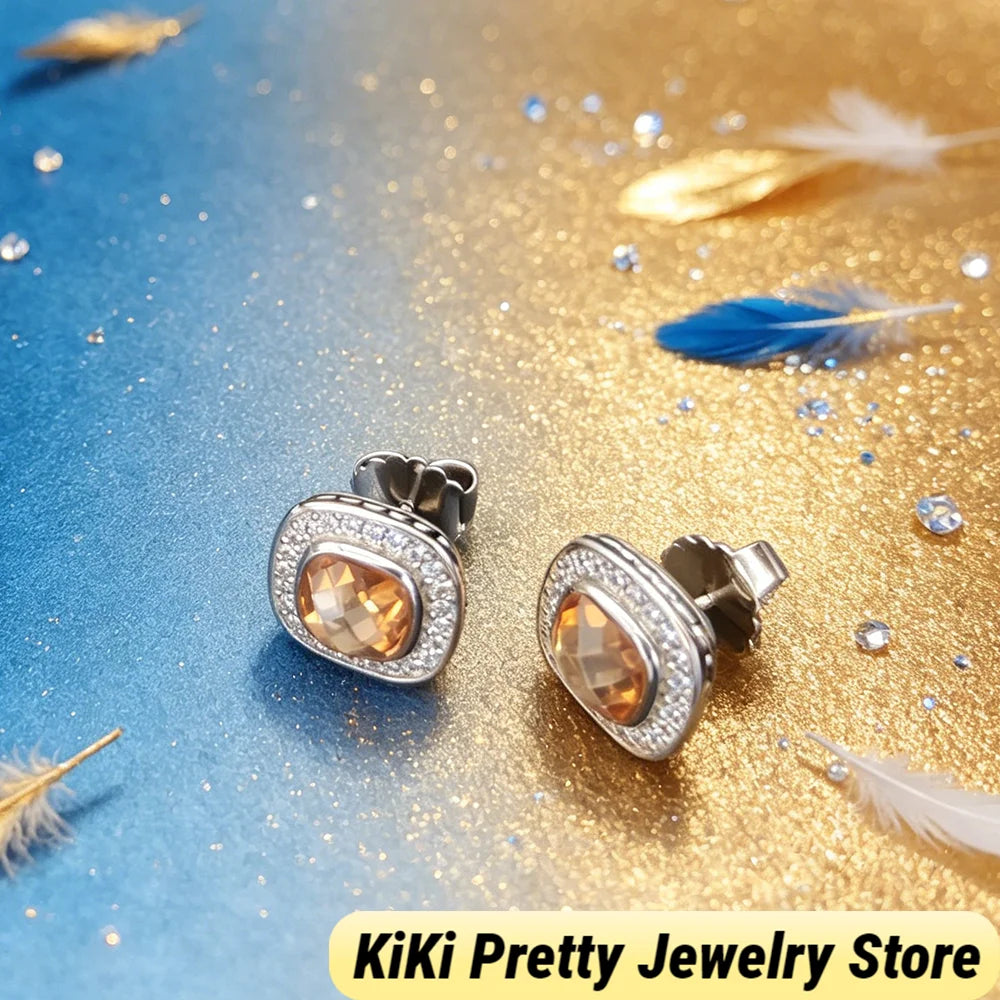 Sterling Silver Zircon Earrings 925 Elegant Gift Idea