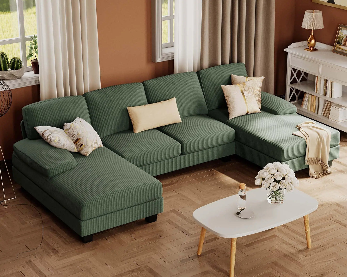 Furmax U-Shaped Sectional Sofa Couch in Linen Fabric