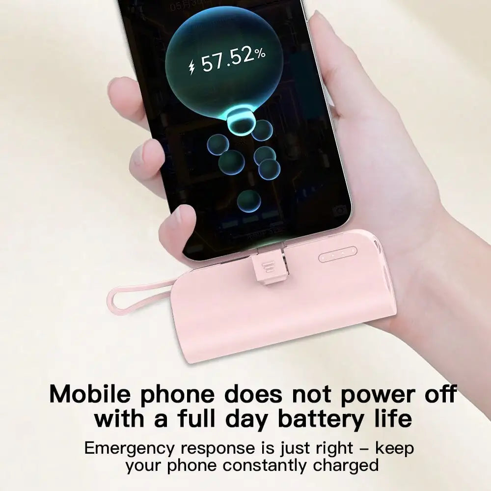 Portable 5000mAh Power Bank With Built In Type C Output