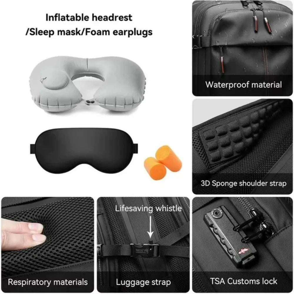Kabaqoo 60L Expandable Vacuum Compression Bag Vacuum Backpack For Travel Water Resistant With Electric Vacuum Pump, TSA Lock, Wet Dry Separation, Gifts