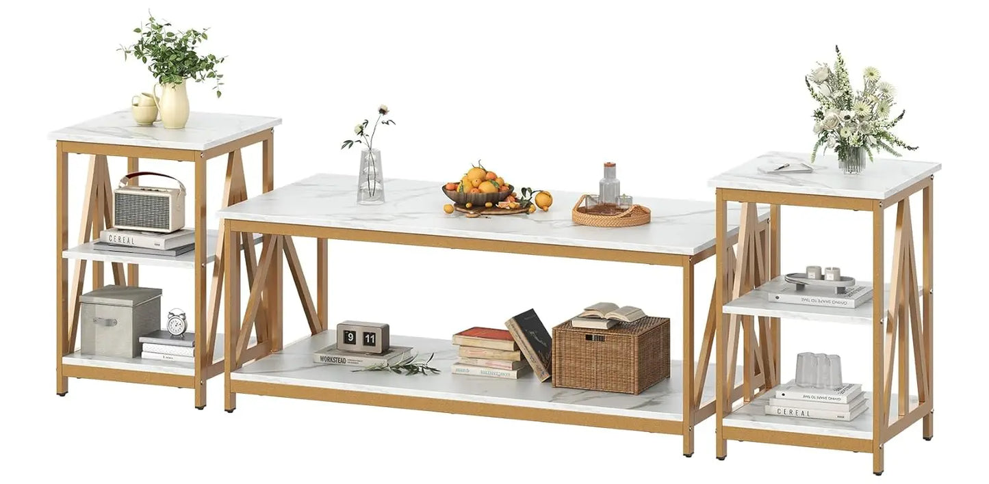 Industrial X Design 3 Piece Coffee Table Set For Living Room