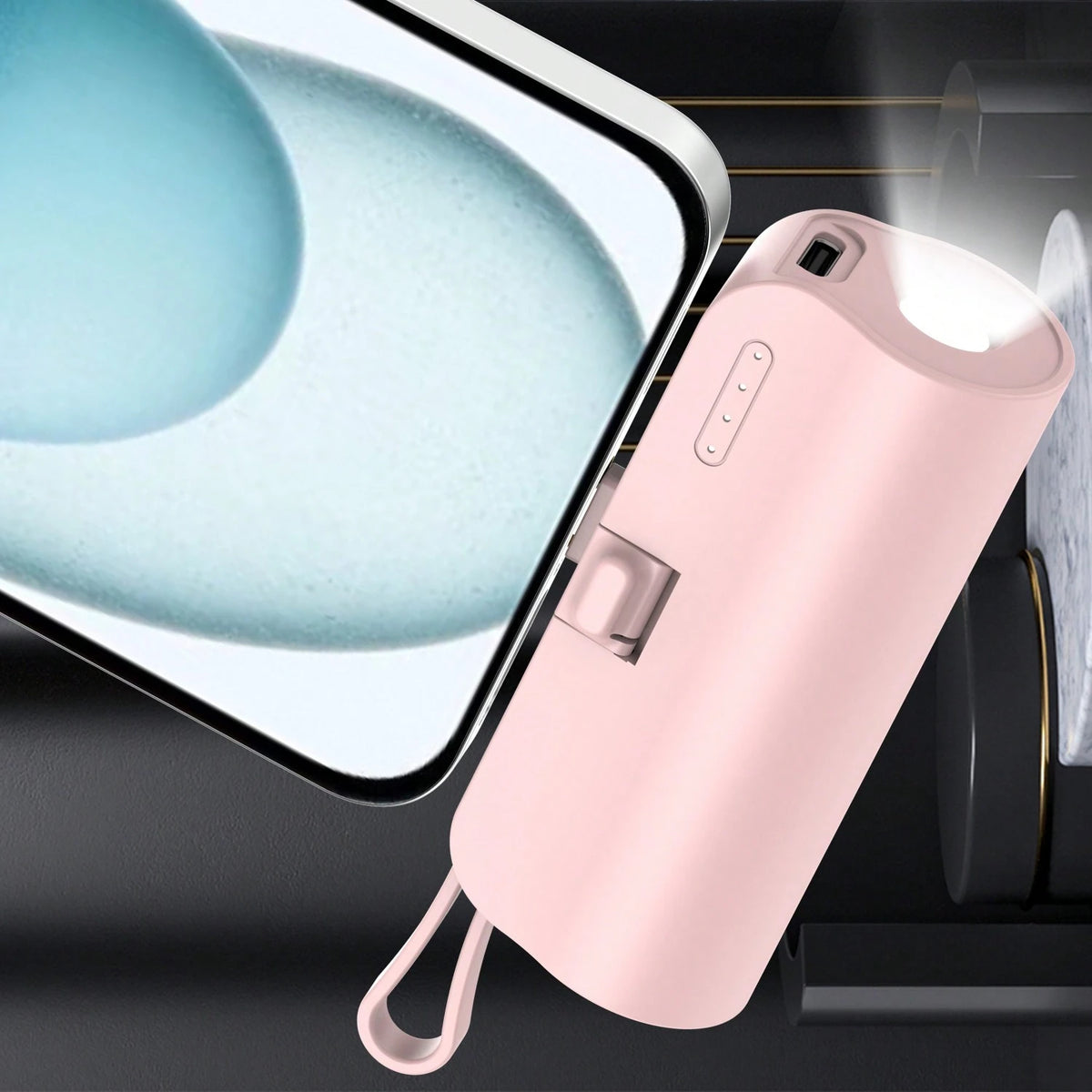 Portable 5000mAh Power Bank With Built In Type C Output
