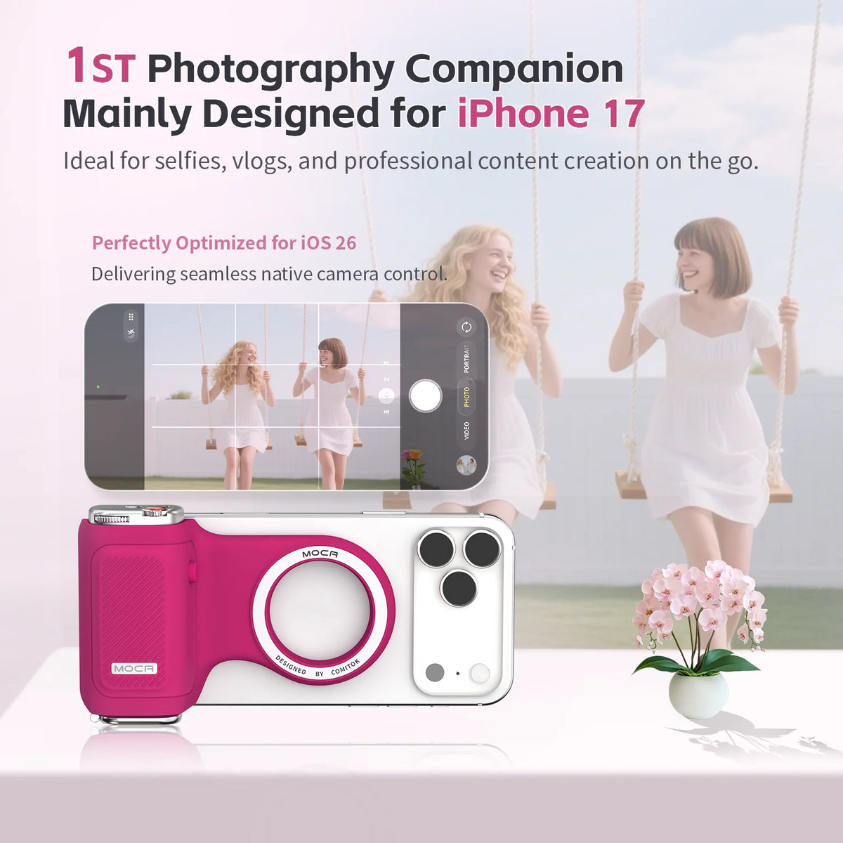 Comitok Moca Magnetic Camera Grip With Detachable Bluetooth Remote
