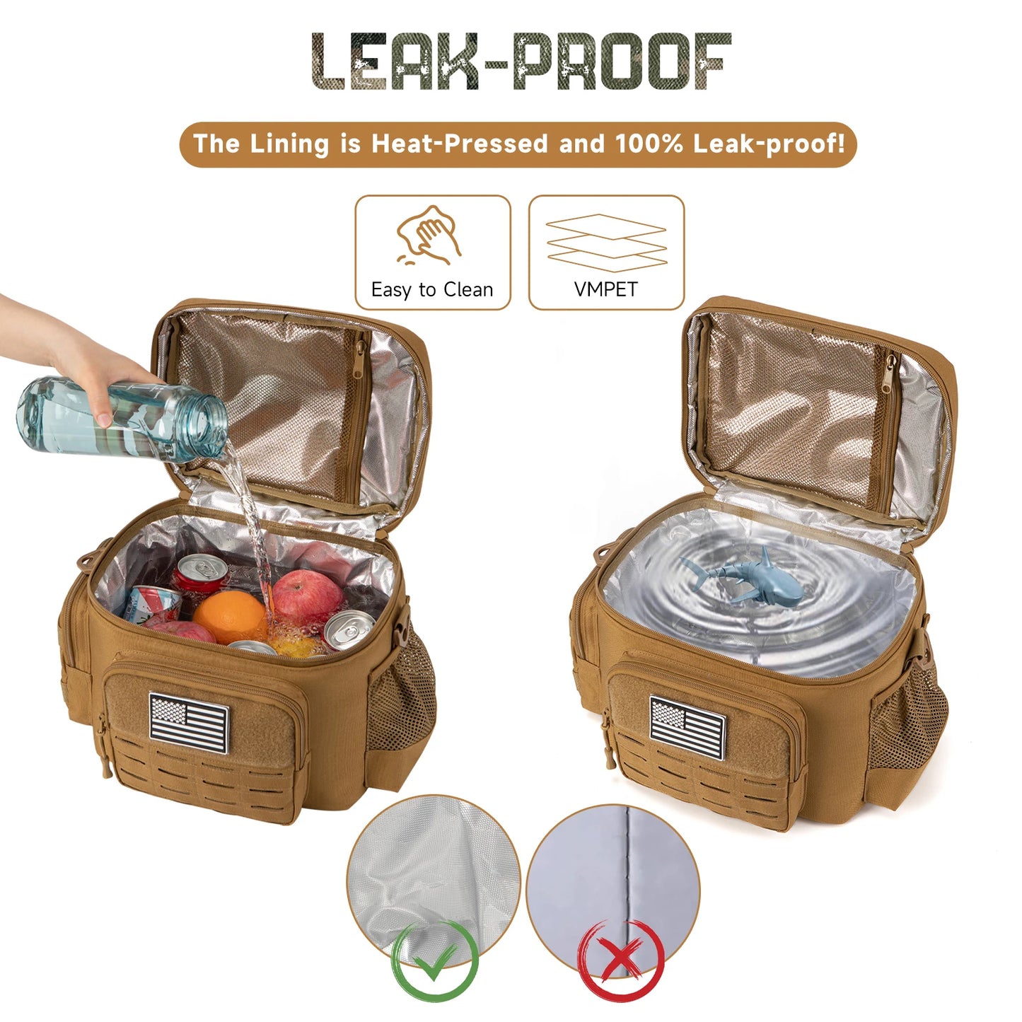 Men's Tactical Lunch Box Heavy Duty Work Lunch Bag Leak Proof Insulated Durable Insulated Lunch Box for Office, Outdoor Activiti