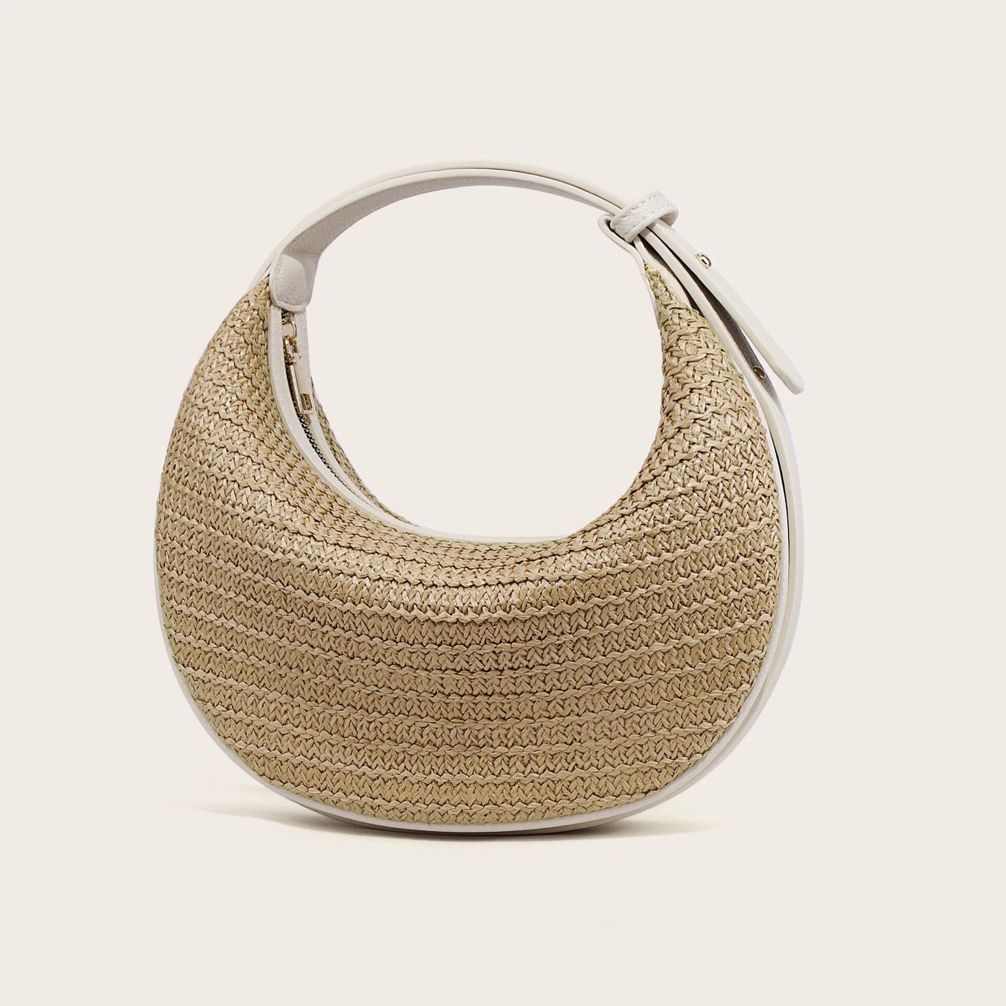 Causal Straw Woven Top-Handle Bags For Women Summer Holiday Beach Wrapped Handbags Ladies Handheld Crossbody Bags Totes Hobos Half Moon Bags