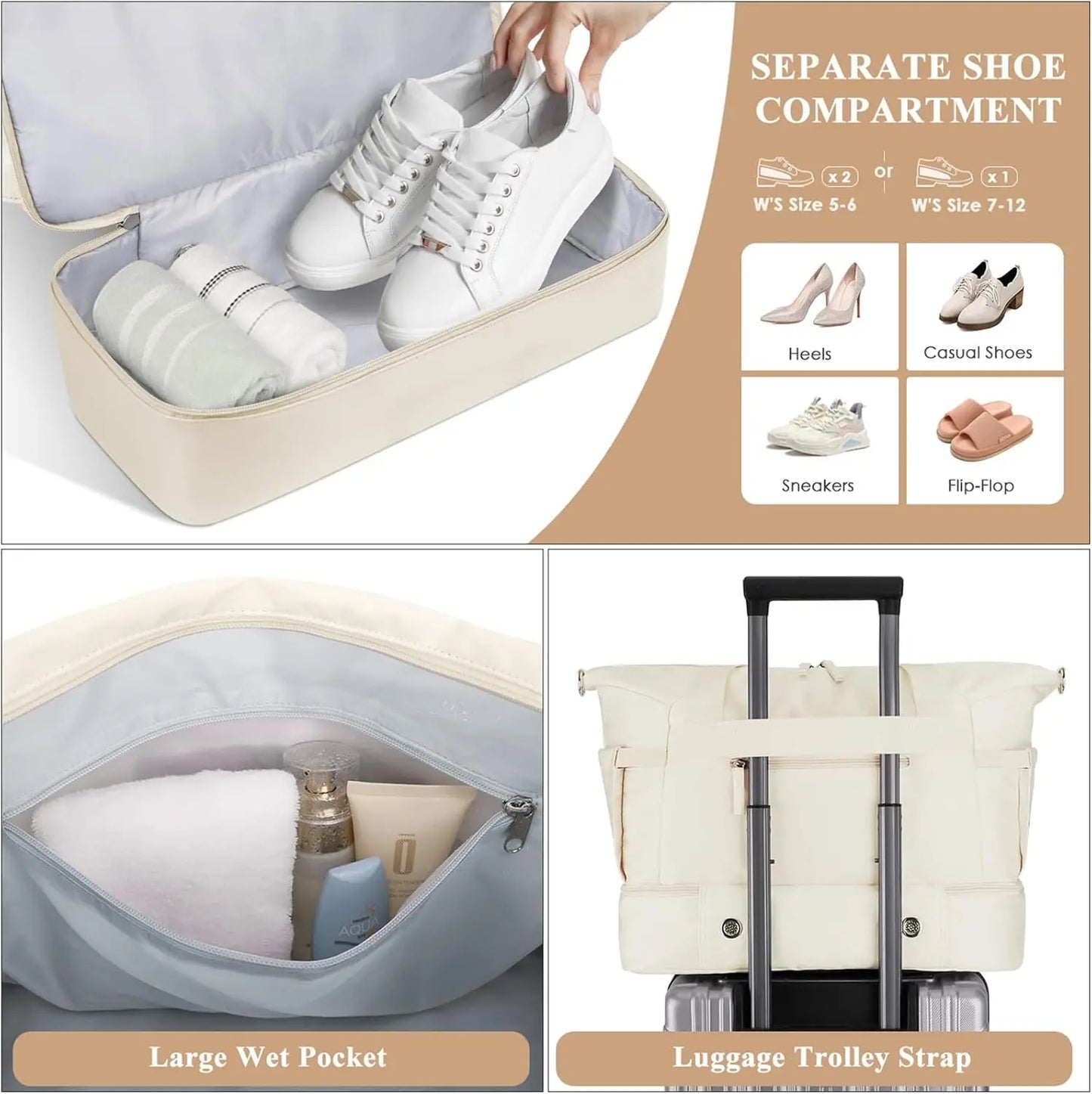 Womens Gym Bag With Shoe Compartment And Wet Pocket