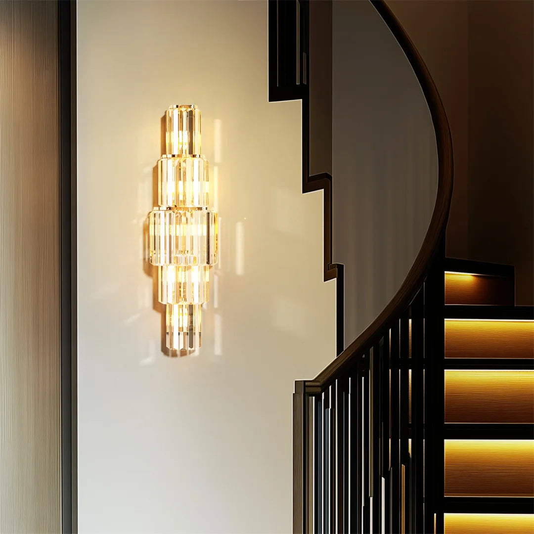 LUVODI Modern Crystal Wall Lamp Three Layer Sconce E14 LED