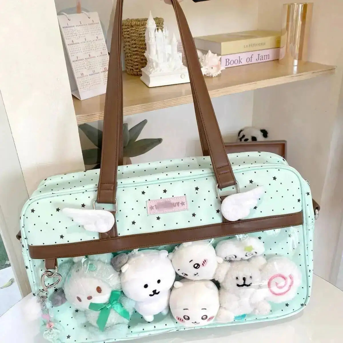 Lace Ita Bag With Large Capacity Transparent Pocket For Women