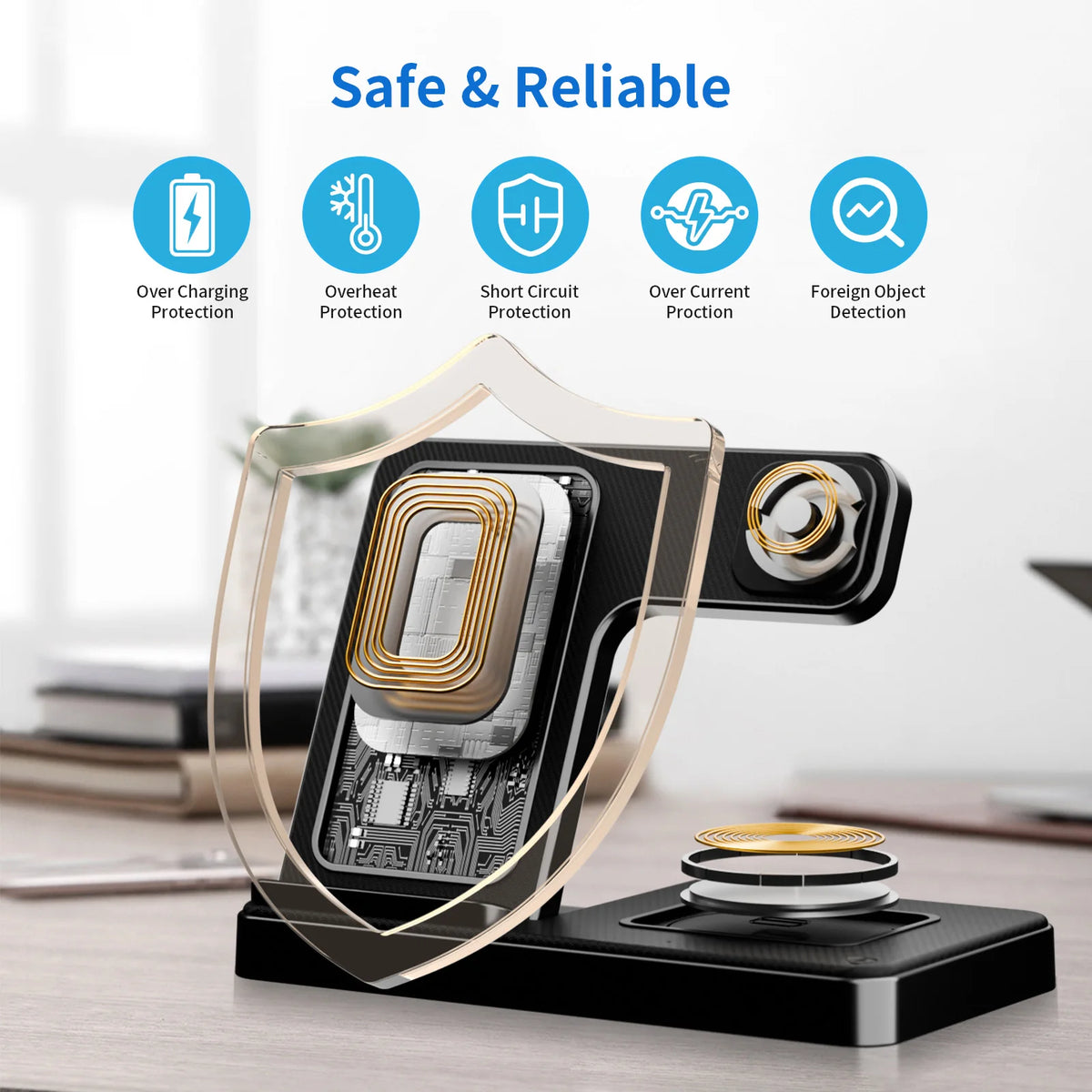 Foldable 3 In 1 Fast Magnetic Wireless Charger For Apple