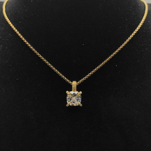 Zircon Square Diamond Cross Necklace Unisex Fine Jewelry